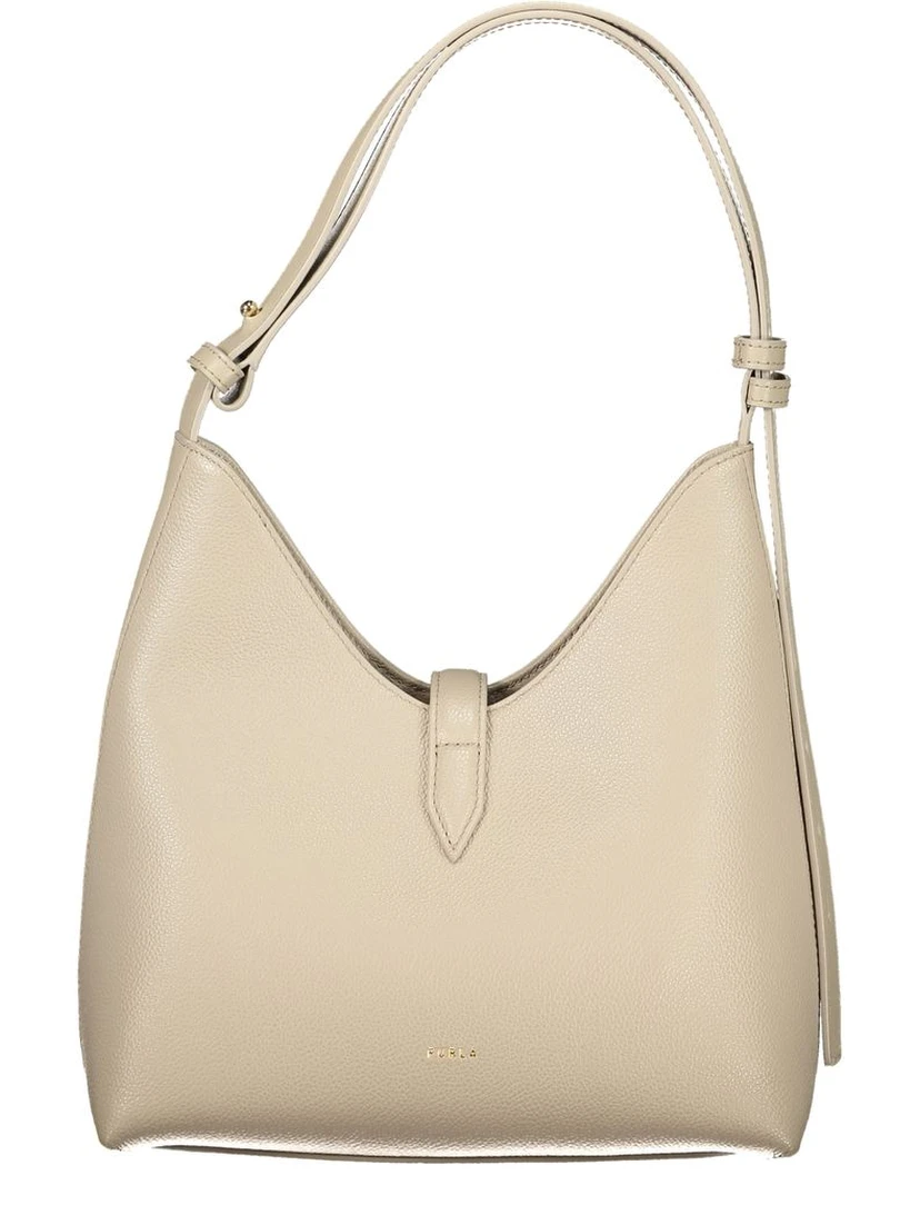 Beige Leather Women Handbag