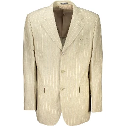 Beige Polyester Mens Suit Jacket