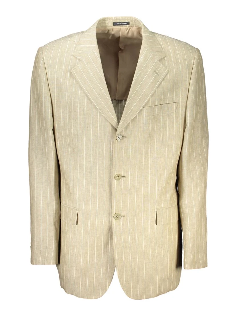 Beige Polyester Mens Suit Jacket
