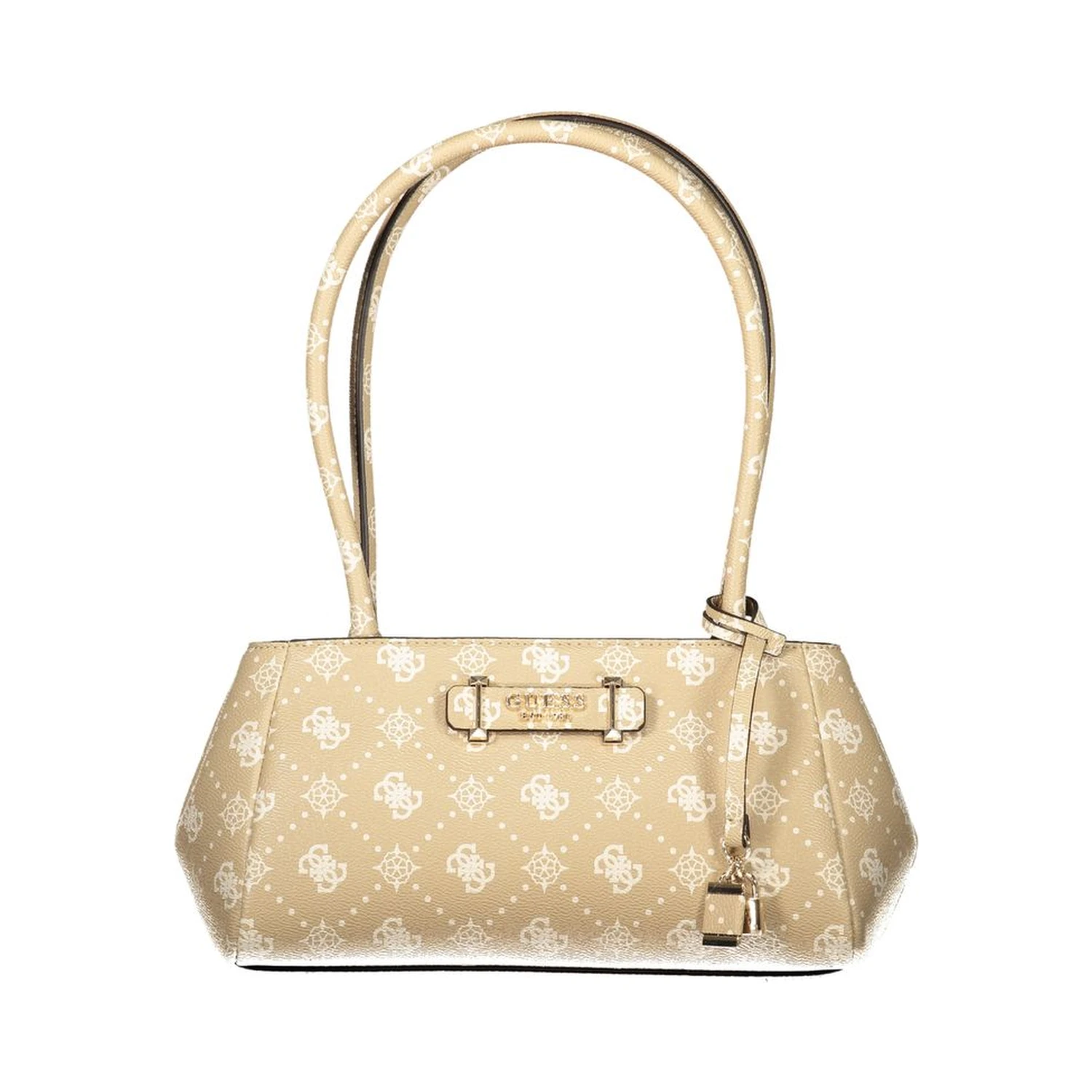 Beige Polyurethane Women Handbag