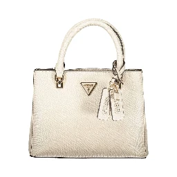 Beige Polyurethane Women Handbag