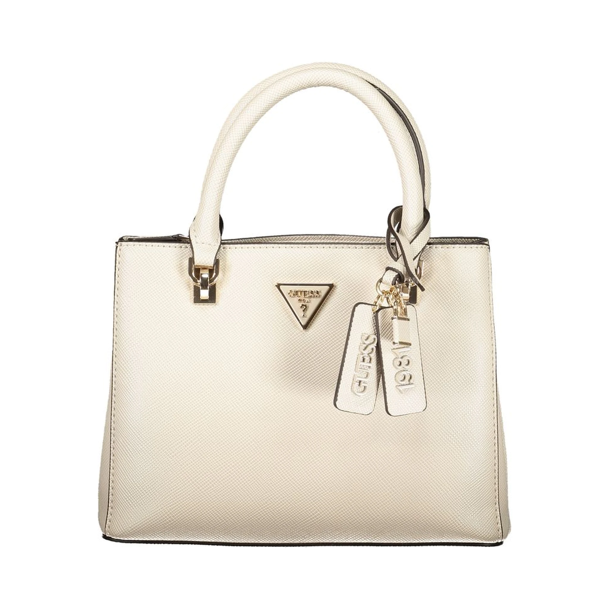Beige Polyurethane Women Handbag