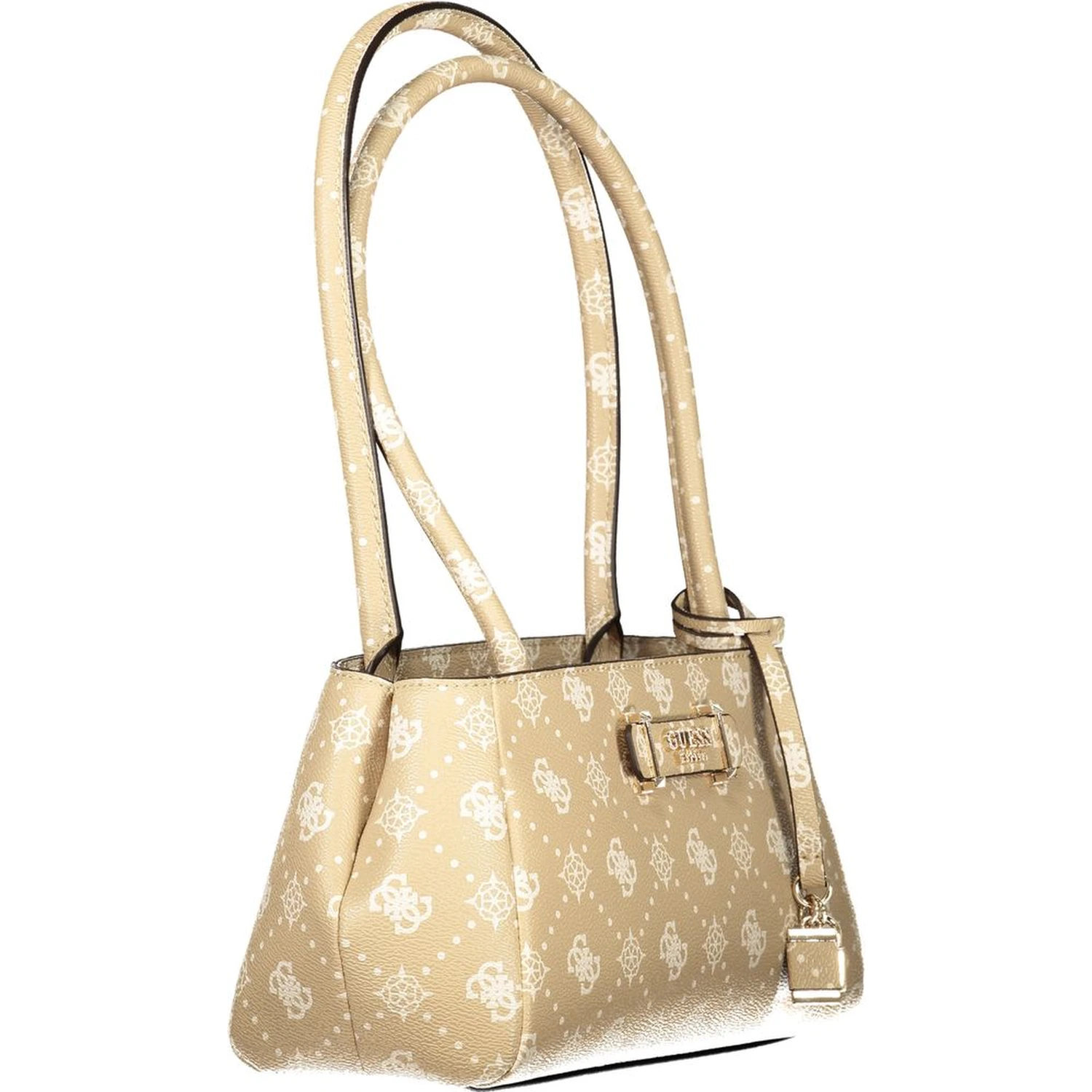 Beige Polyurethane Women Handbag