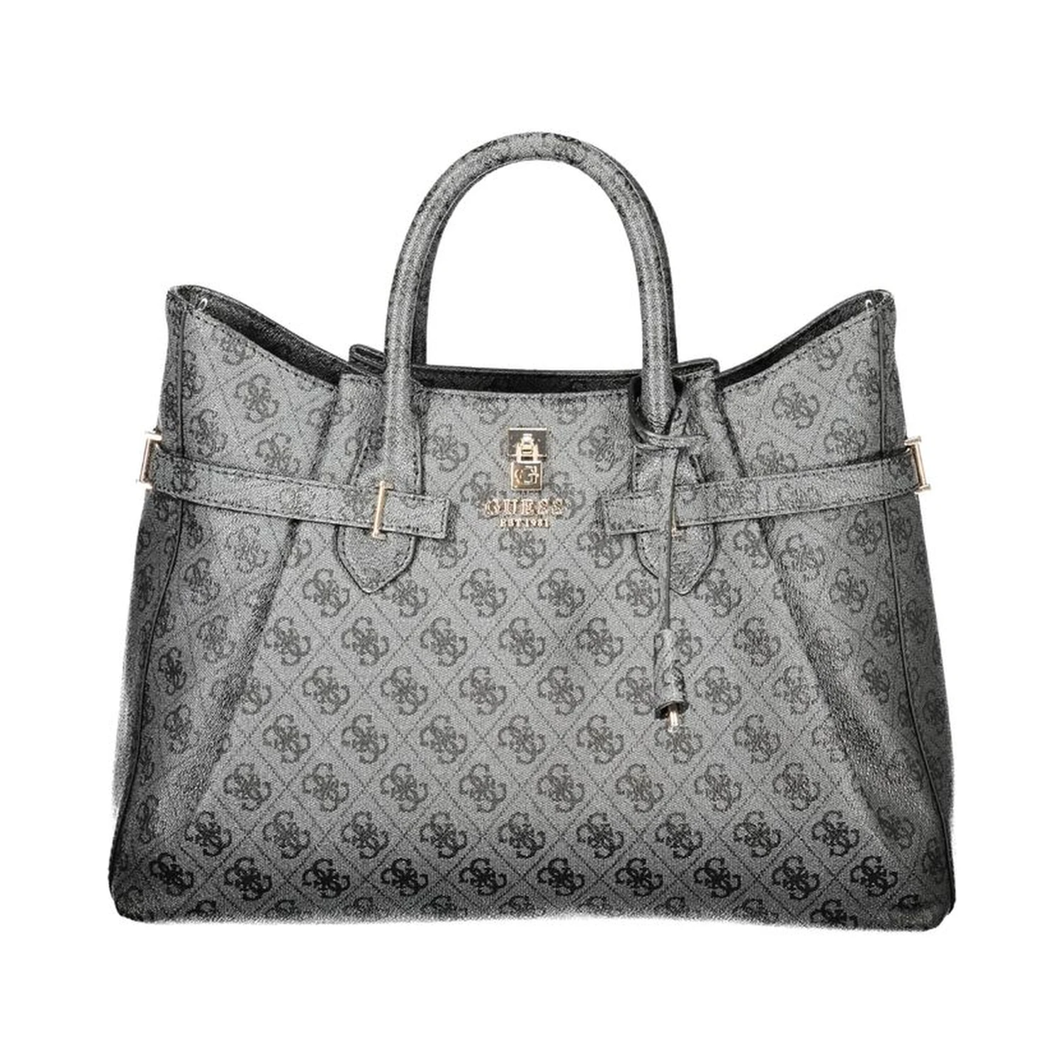 Black Polyurethane Women Handbag
