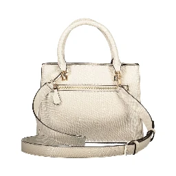Beige Polyurethane Women Handbag
