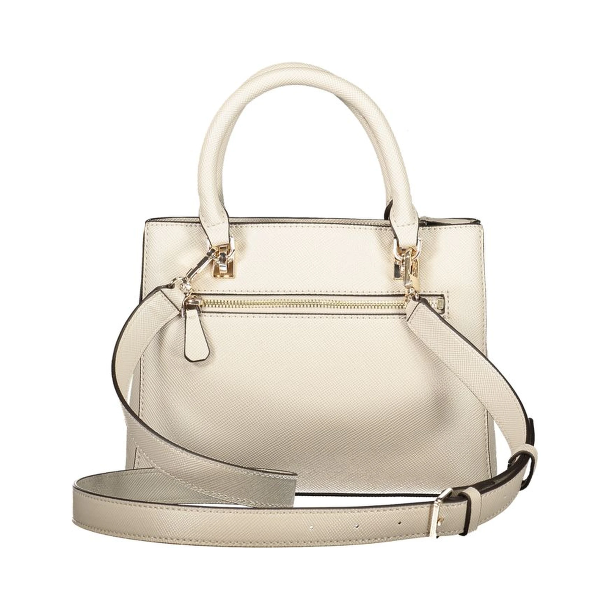 Beige Polyurethane Women Handbag