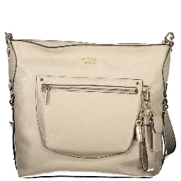 Beige Polyurethane Women's Handbag