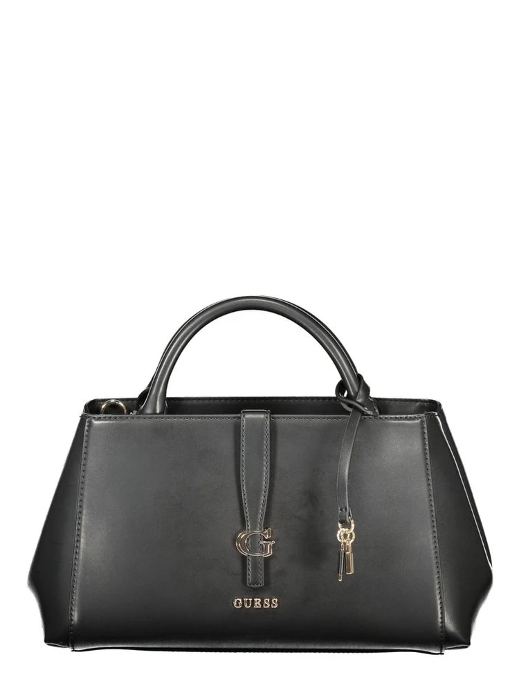 Black Polyurethane Women Handbag
