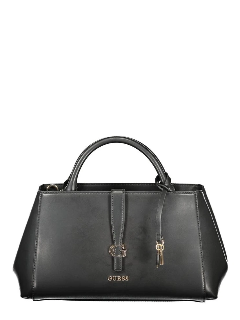 Black Polyurethane Women Handbag