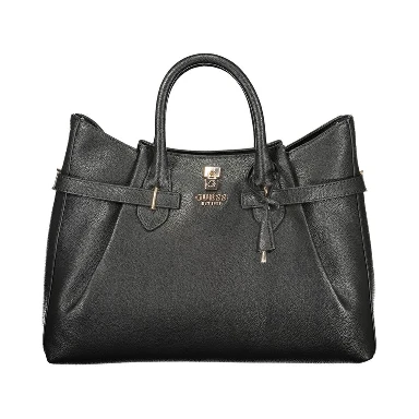 Black Polyurethane Women Handbag