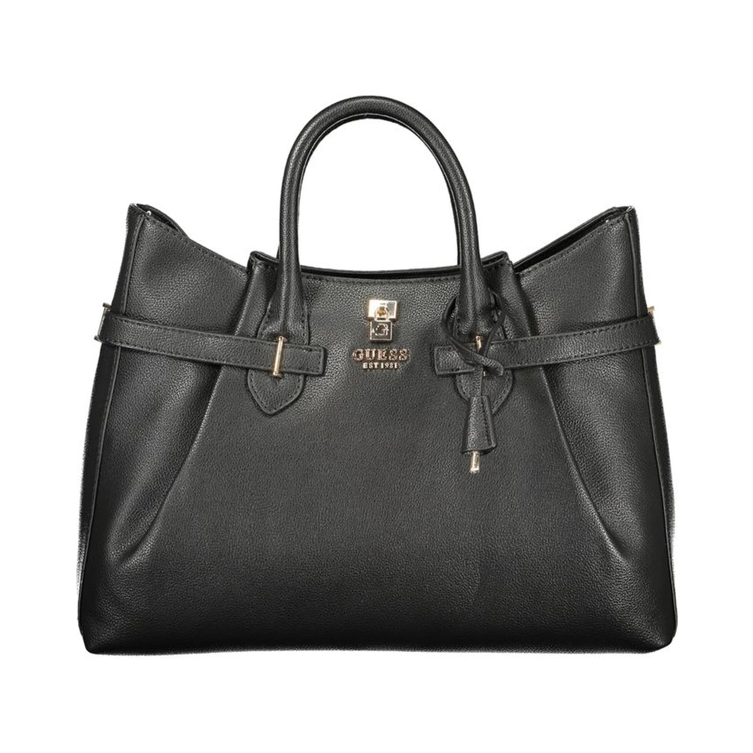 Black Polyurethane Women Handbag