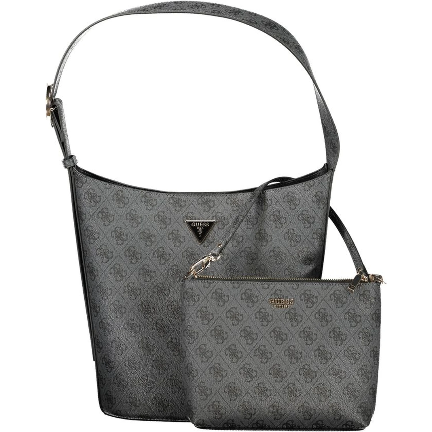 Black Polyurethane Women Handbag