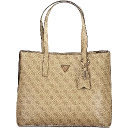 Beige Polyurethane Women Handbag