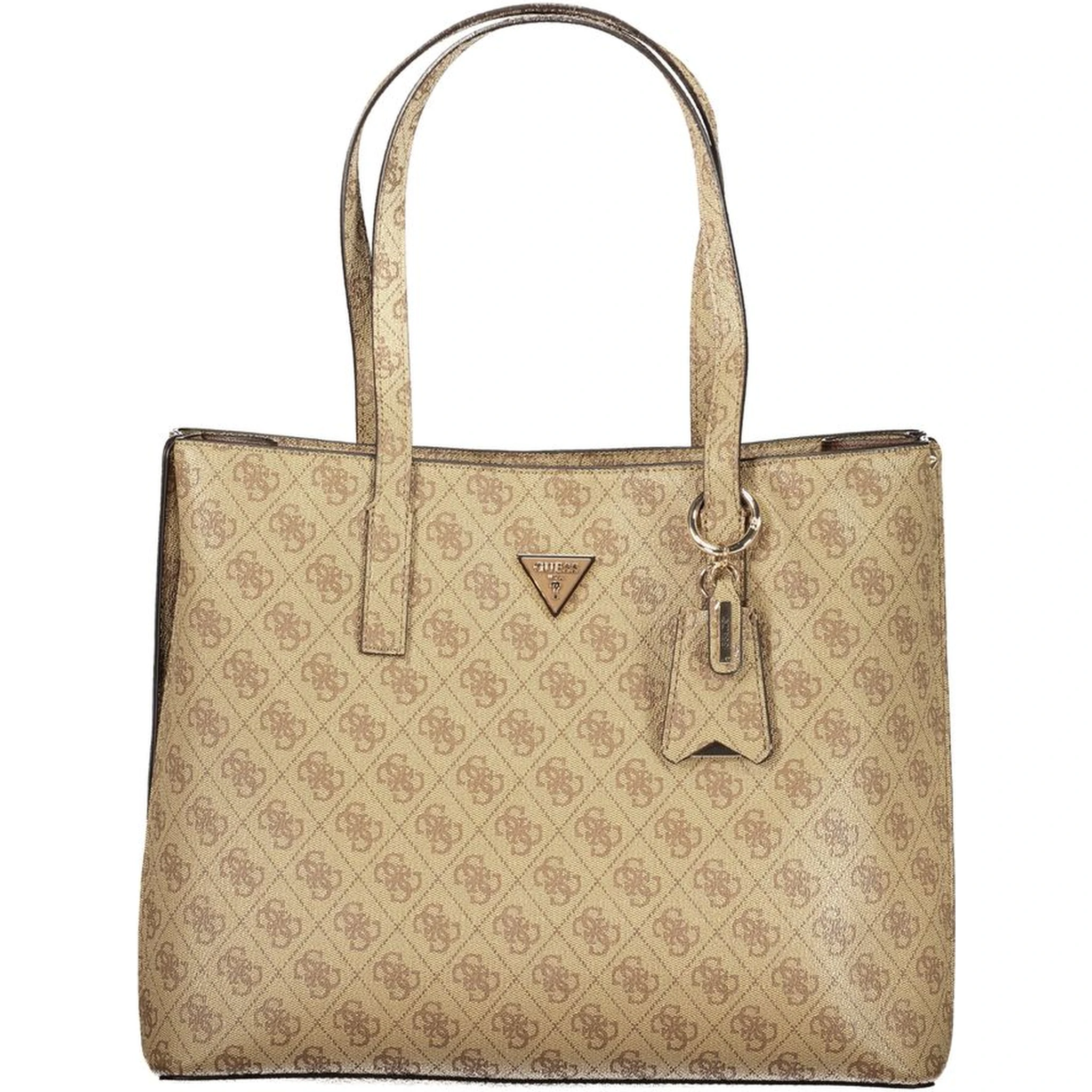 Beige Polyurethane Women Handbag