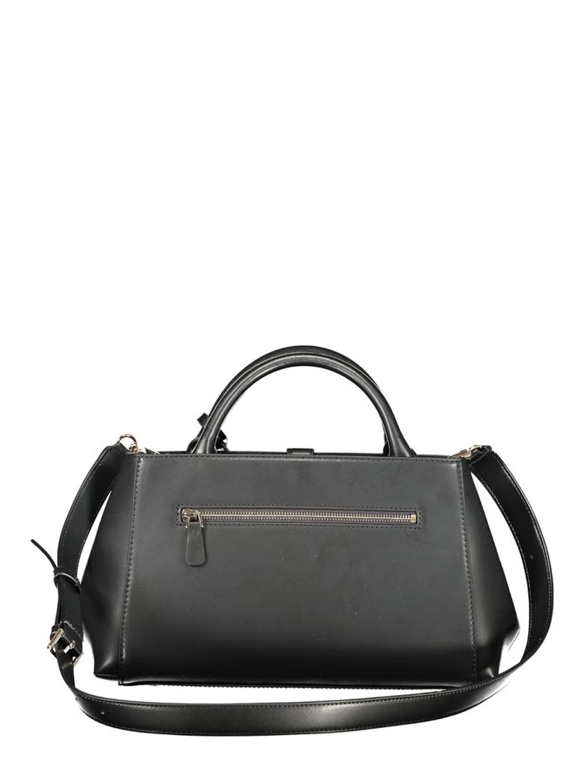 Black Polyurethane Women Handbag