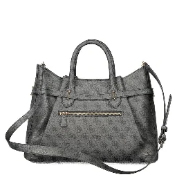 Black Polyurethane Women Handbag
