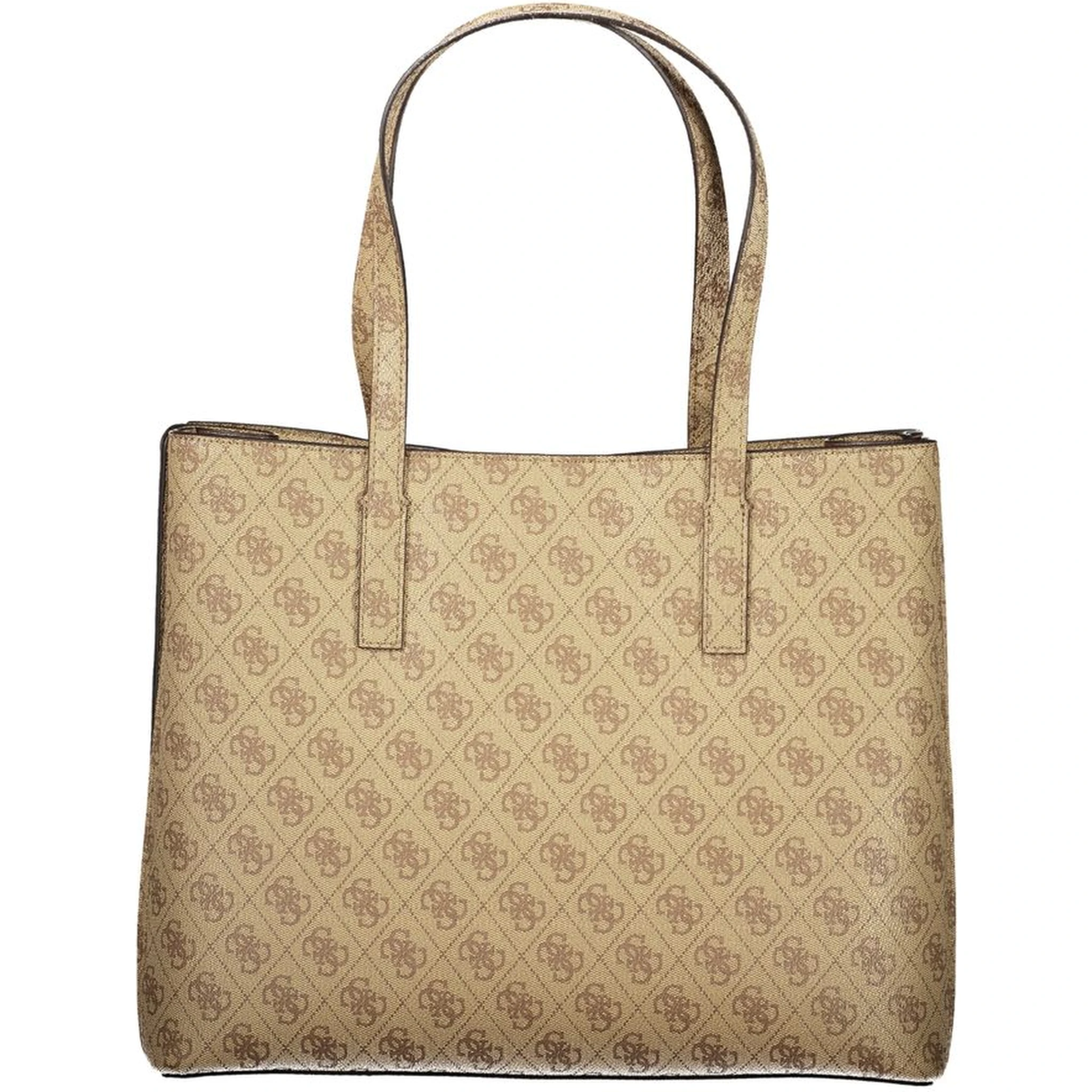 Beige Polyurethane Women Handbag