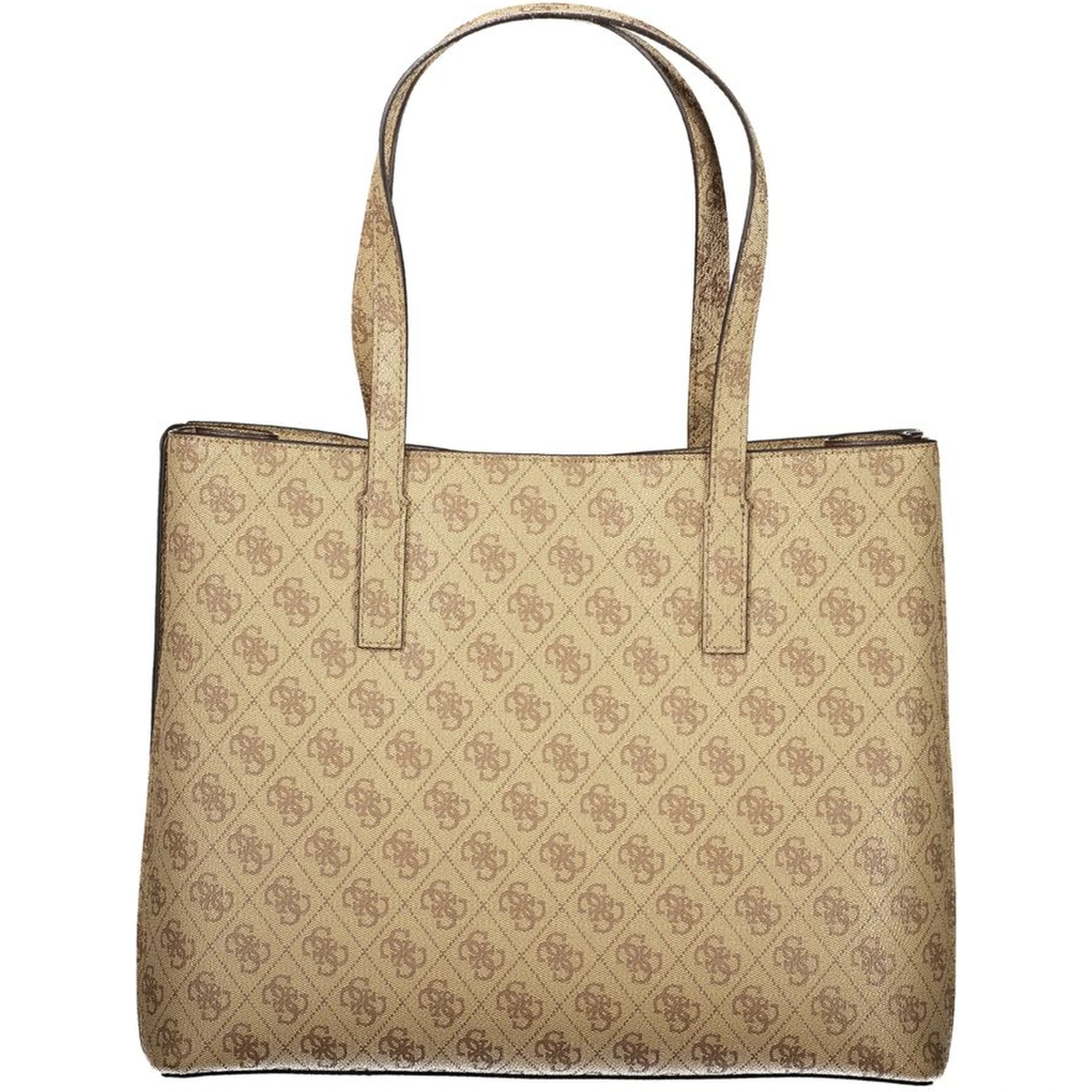 Beige Polyurethane Women Handbag