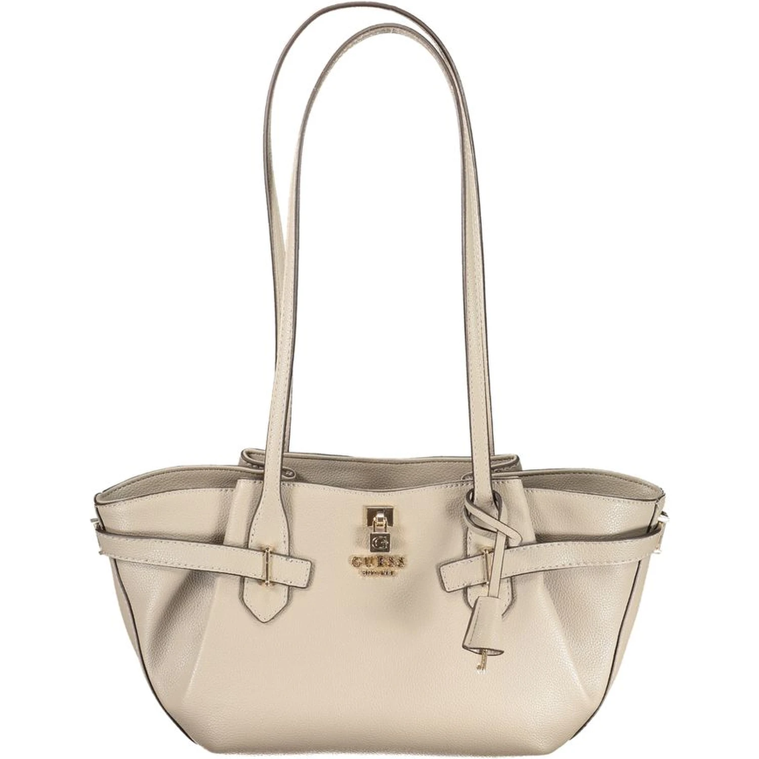 Beige Polyurethane Women Handbag