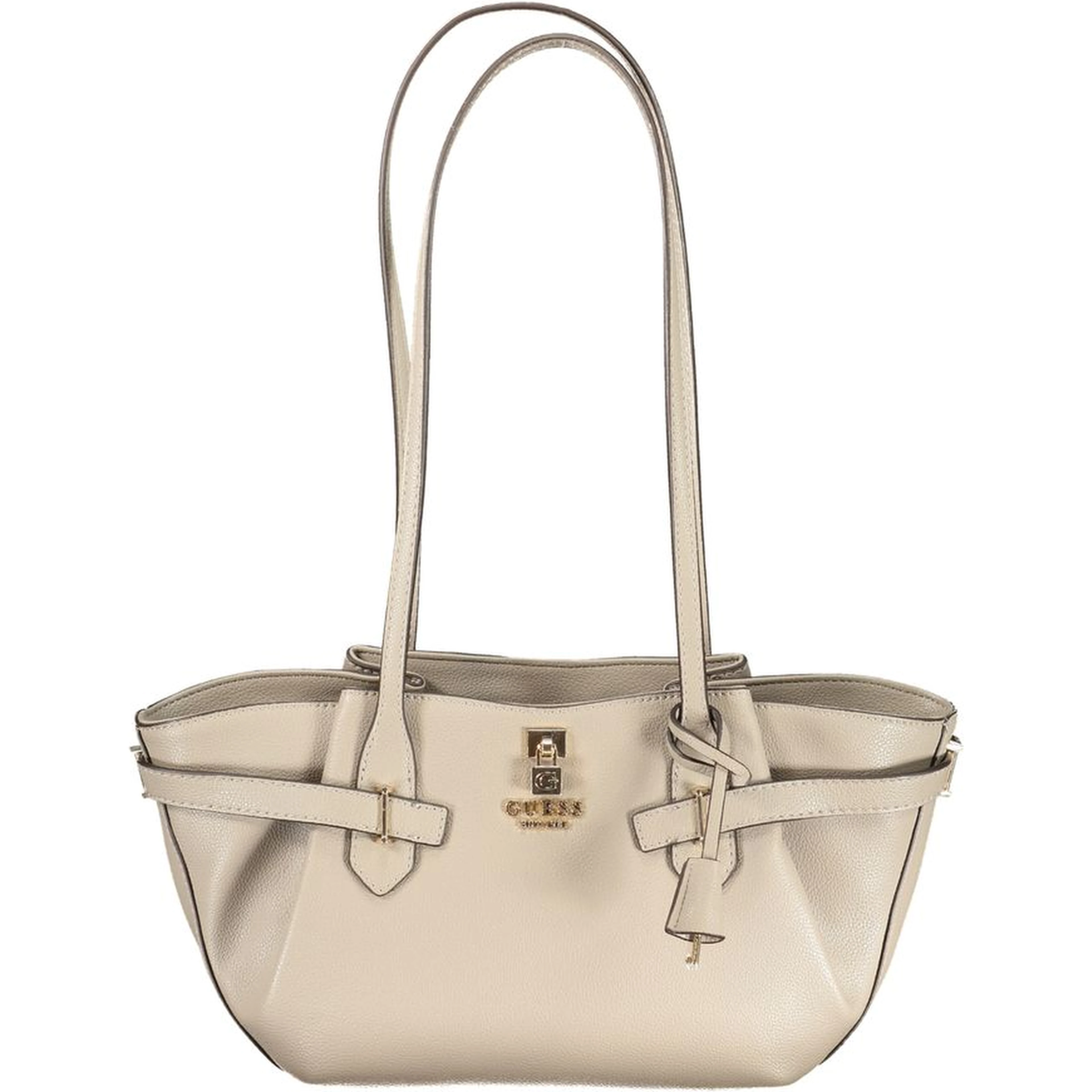 Beige Polyurethane Women Handbag