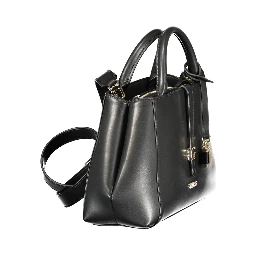 Black Polyurethane Women Handbag