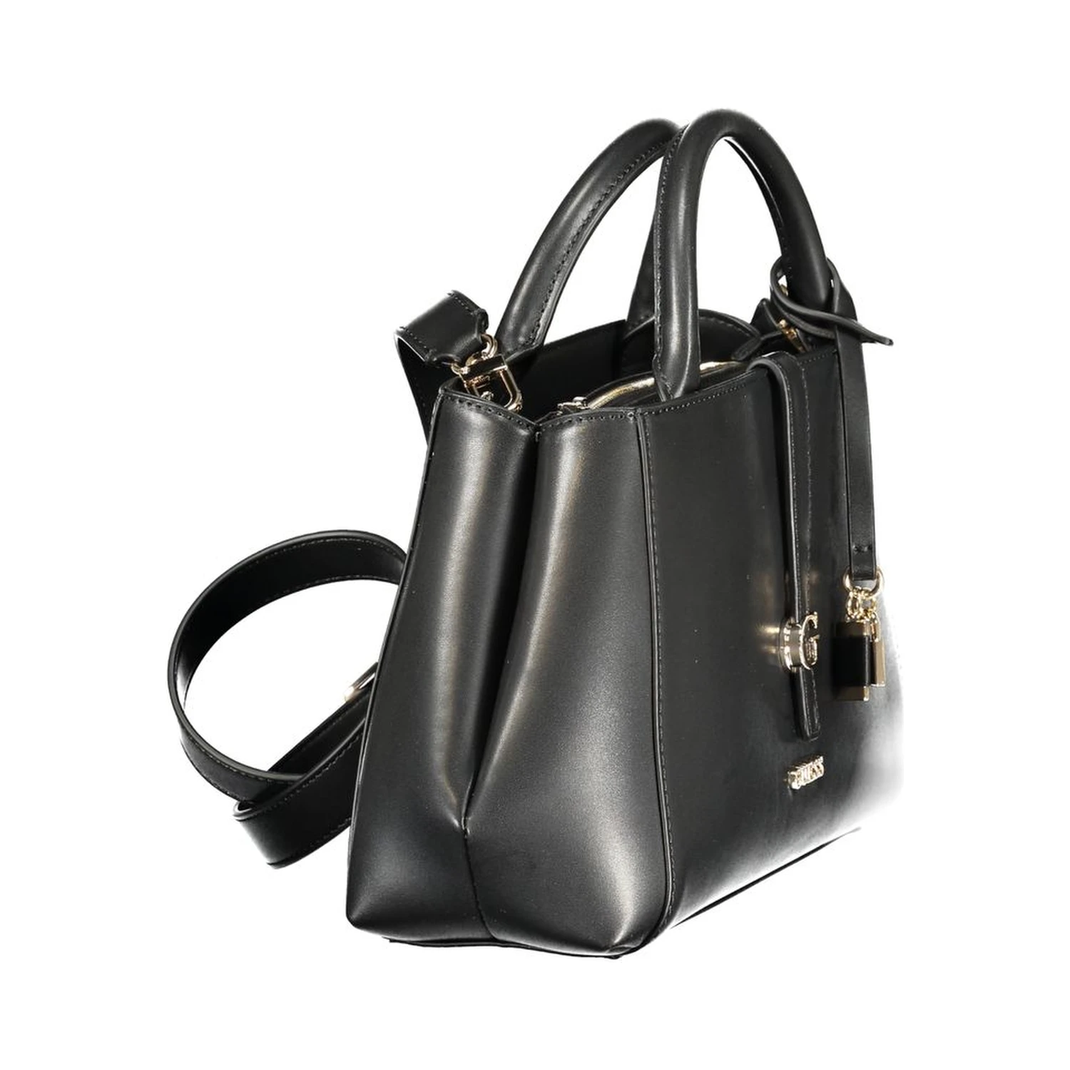 Black Polyurethane Women Handbag