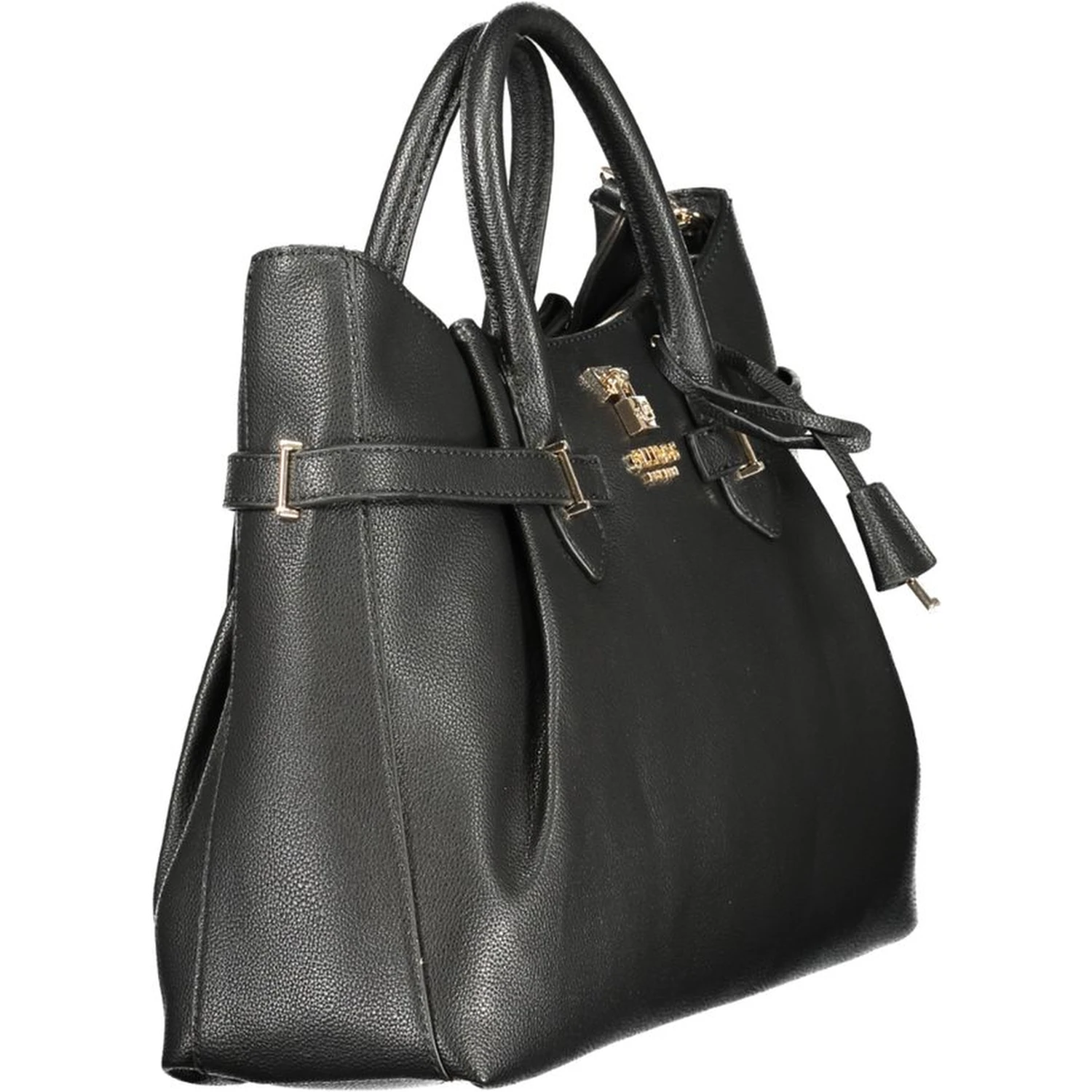 Black Polyurethane Women Handbag