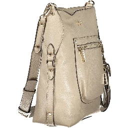 Beige Polyurethane Women's Handbag