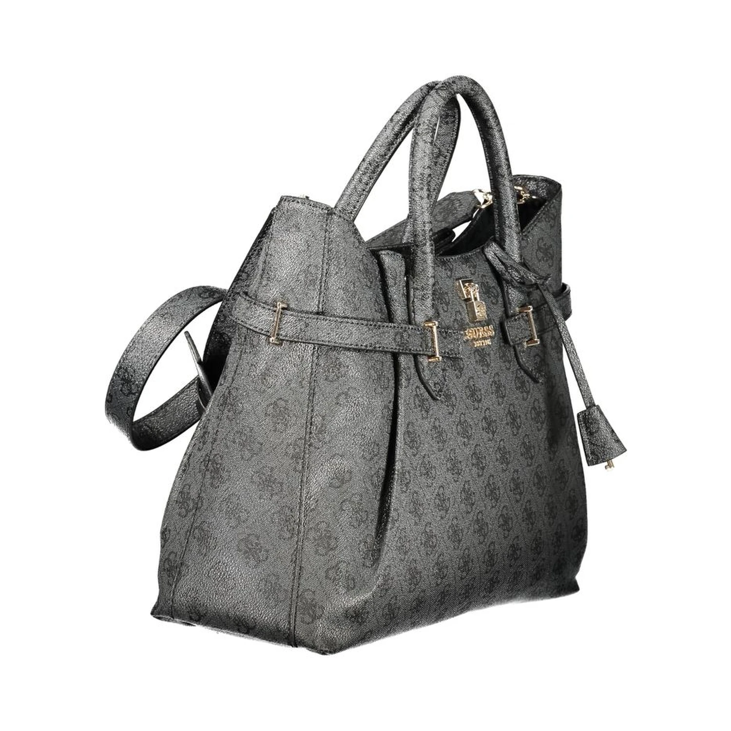Black Polyurethane Women Handbag