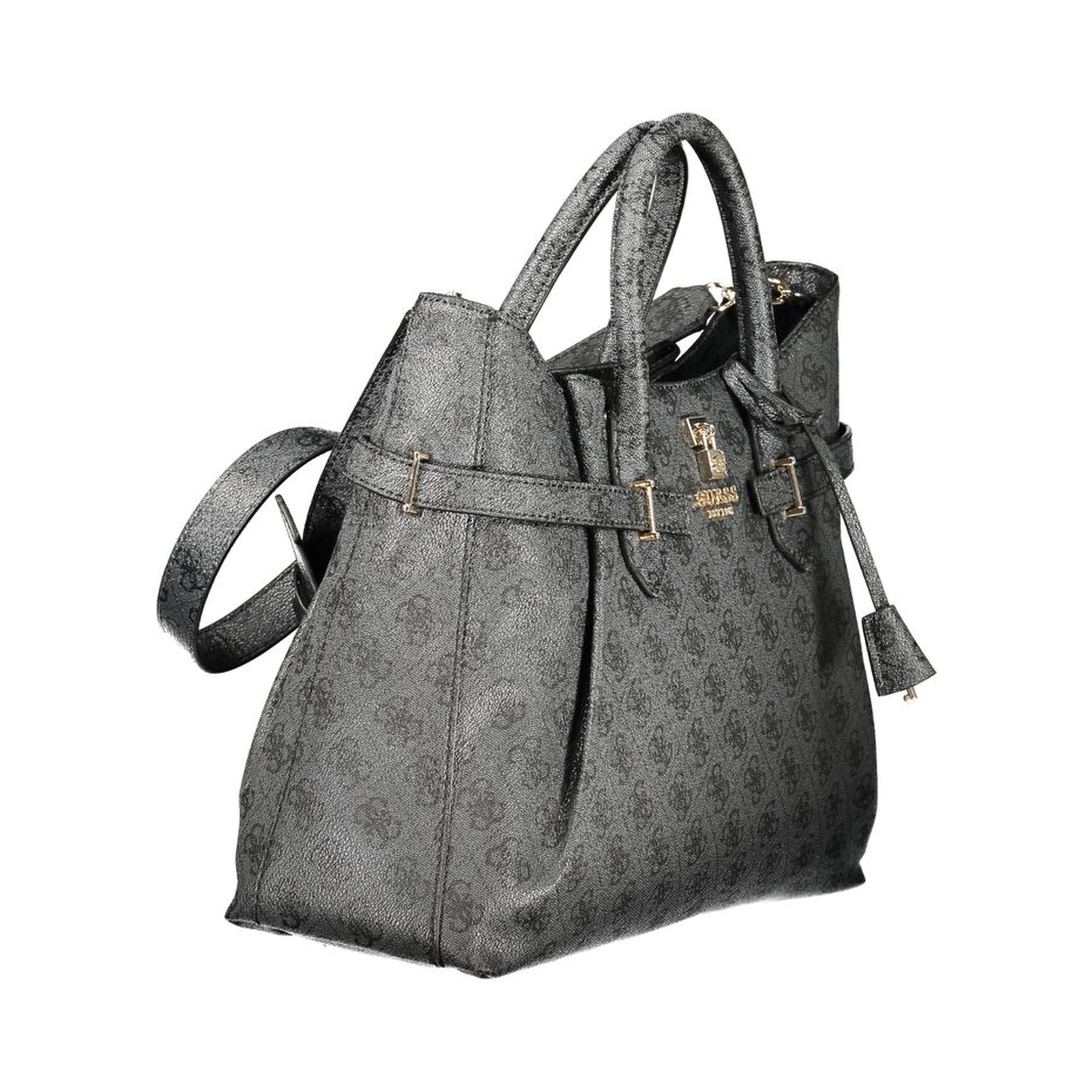 Black Polyurethane Women Handbag