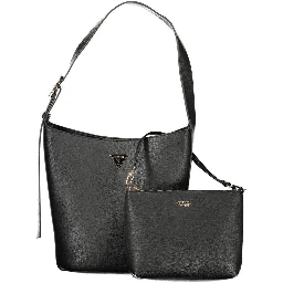 حقيبة يد نسائية سوداء من البولي يوريثان