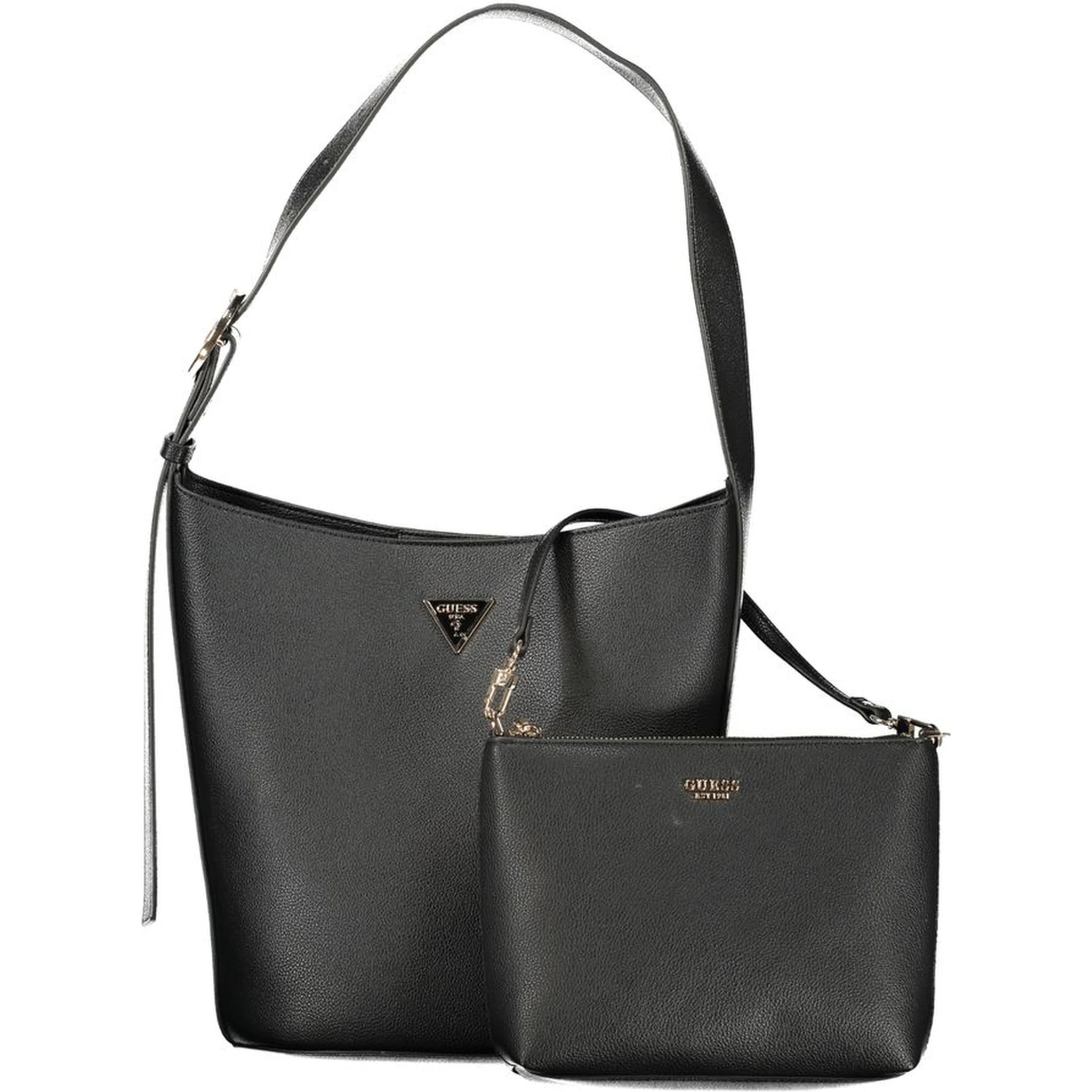 حقيبة يد نسائية سوداء من البولي يوريثان