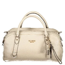 Beige Polyurethane Women's Handbag