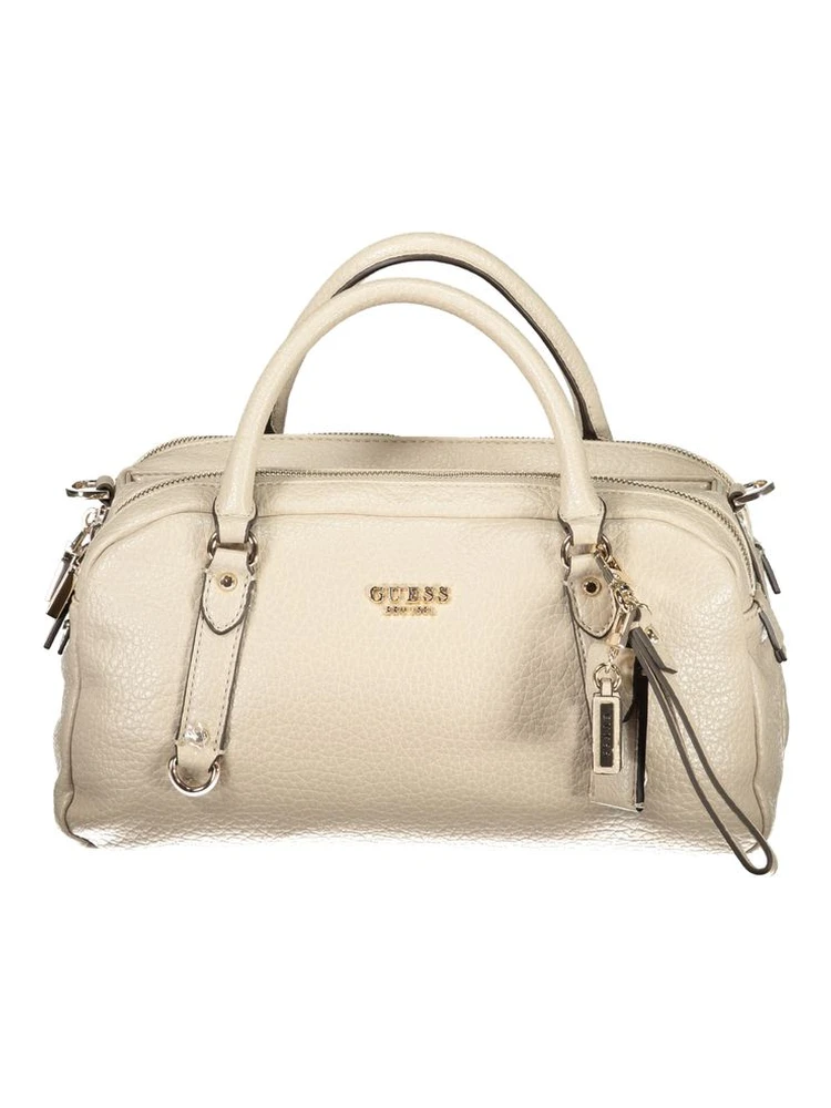 Beige Polyurethane Women's Handbag