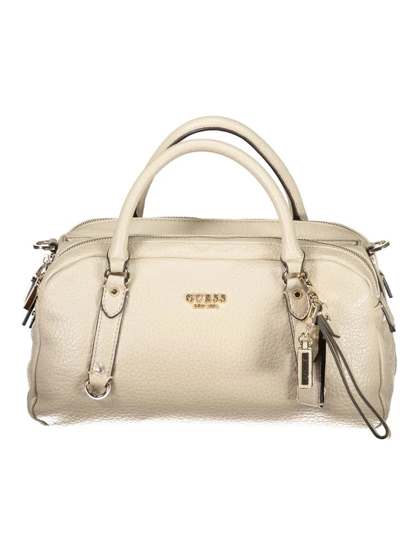 Beige Polyurethane Women's Handbag