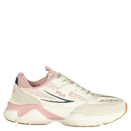 White Polyester Athletic Sneakers