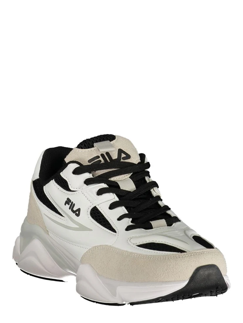 White Polyester Athletic Sneakers