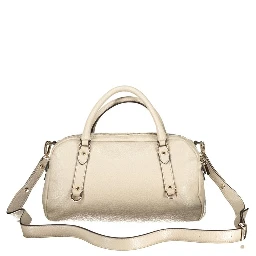 Beige Polyurethane Women's Handbag