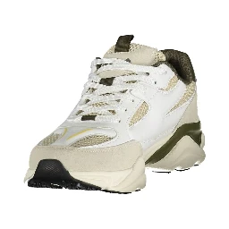White Polyester Athletic Sneakers