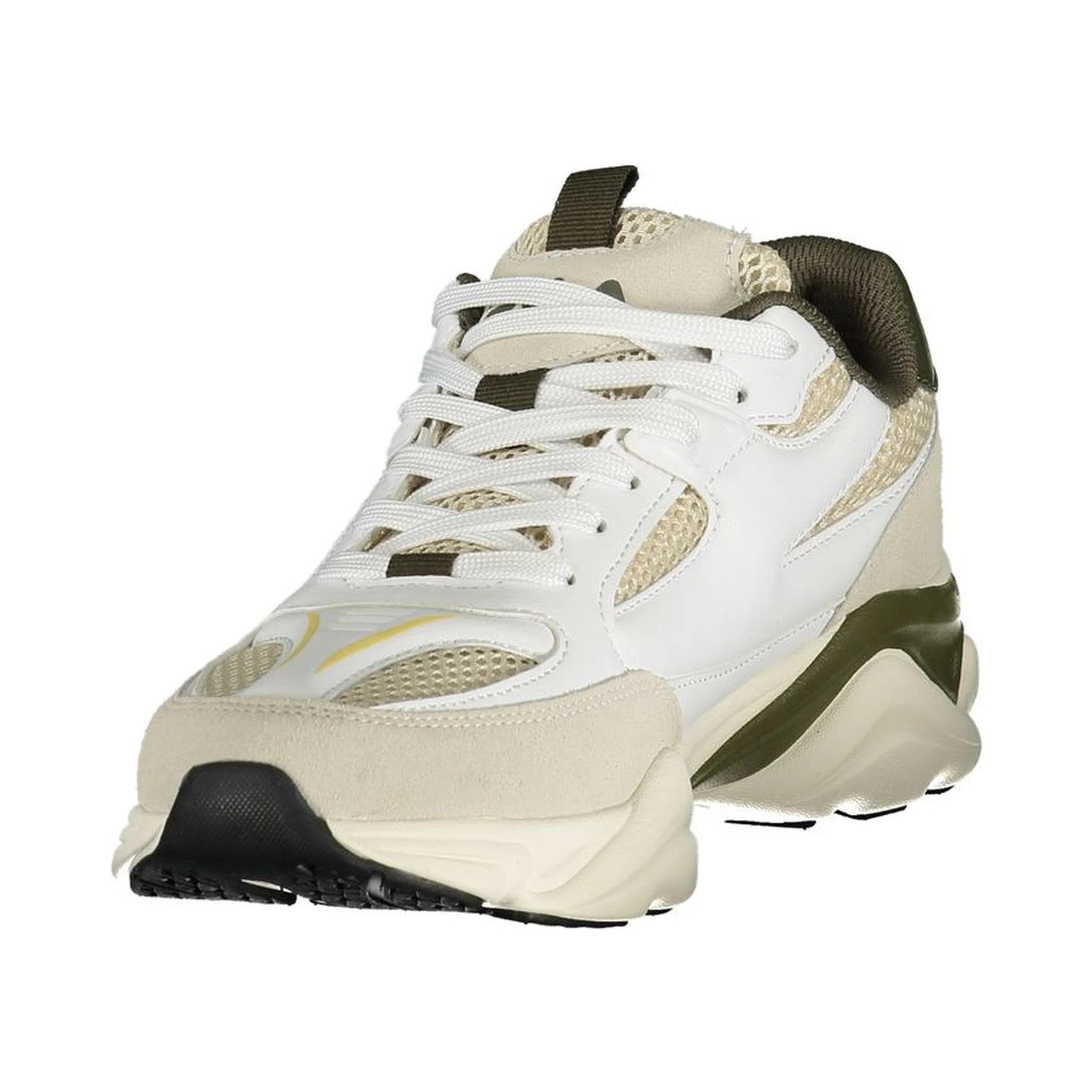 White Polyester Athletic Sneakers