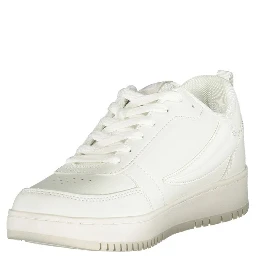 White Polyester Athletic Sneakers