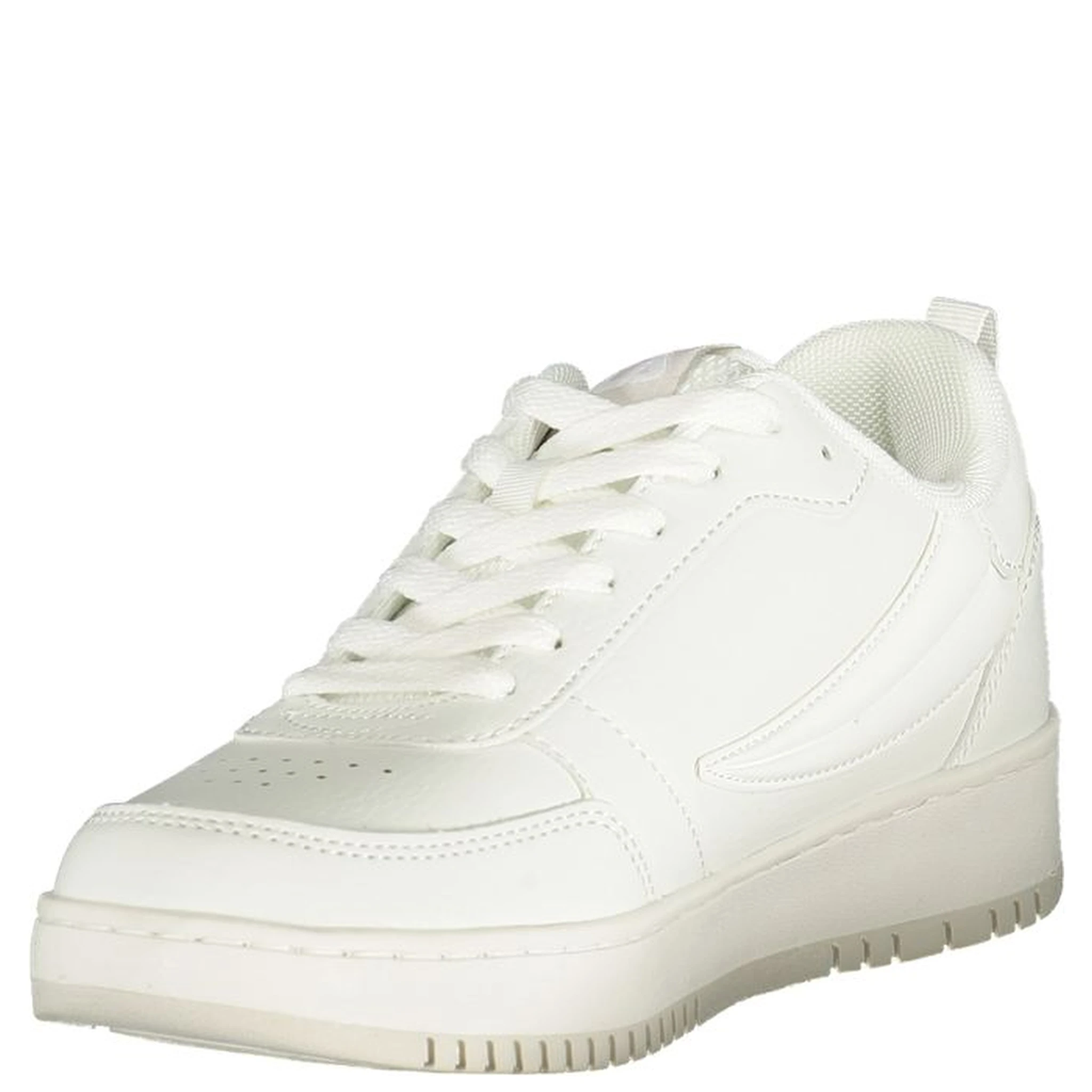 White Polyester Athletic Sneakers