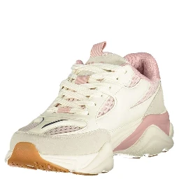 White Polyester Athletic Sneakers