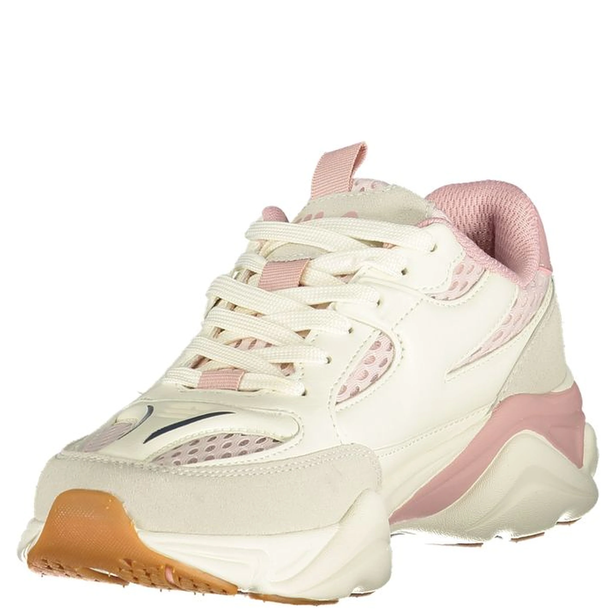 White Polyester Athletic Sneakers