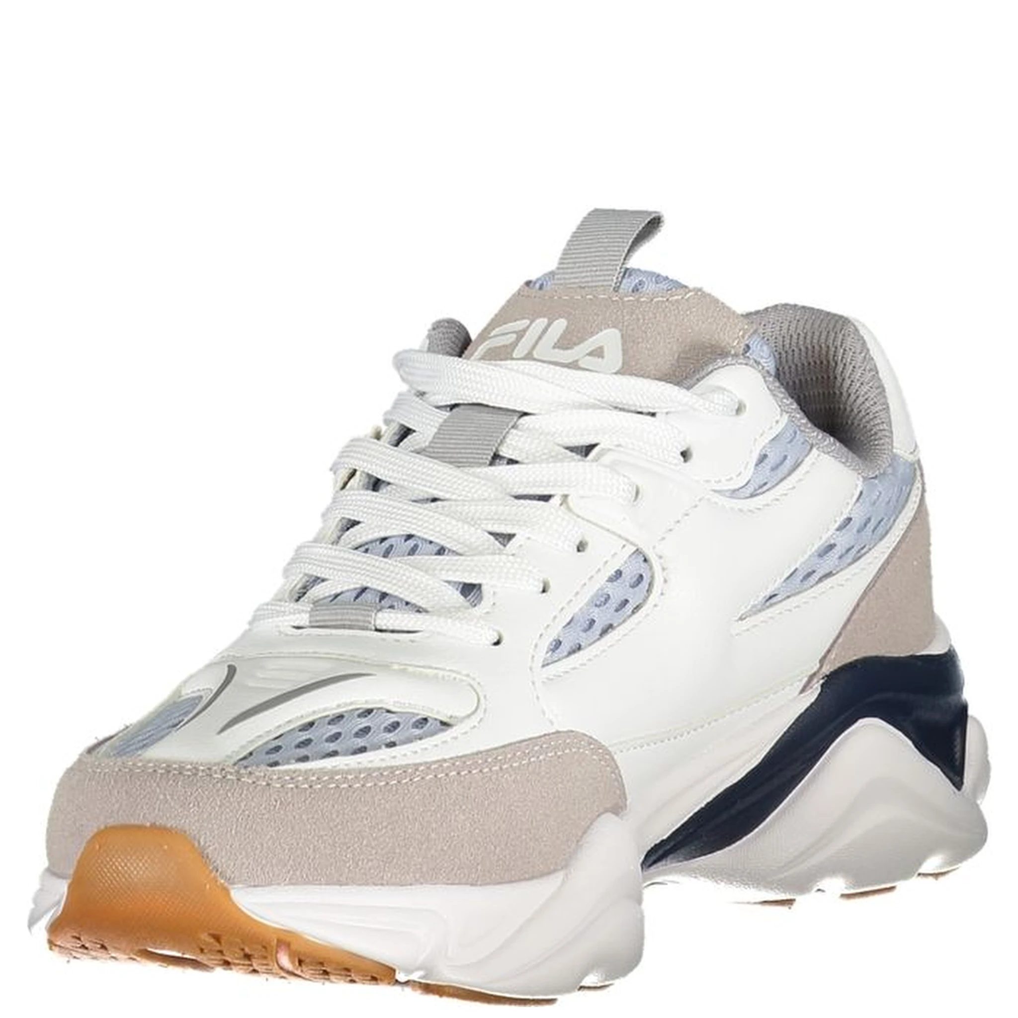 White Polyester Athletic Sneakers