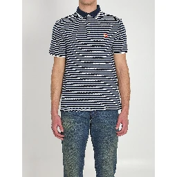 Striped pique polo shirt