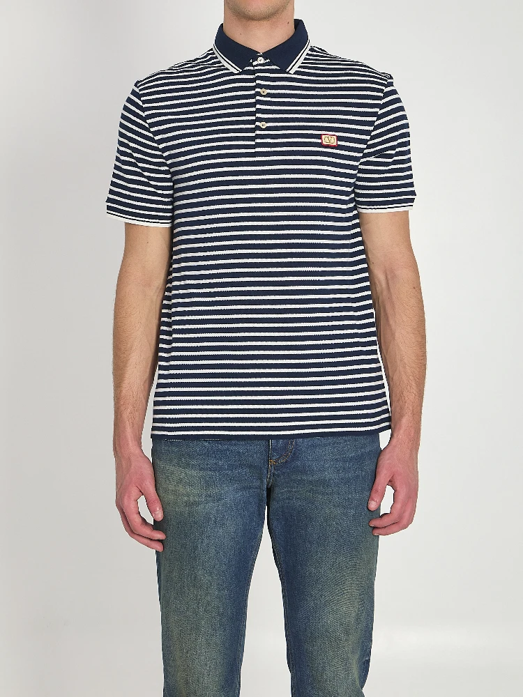 Striped pique polo shirt