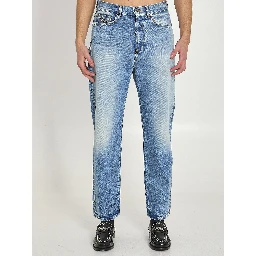 Stone-wash jeans with studs