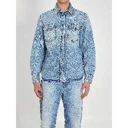 Stone-wash overshirt with studs