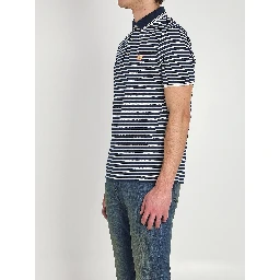 Striped pique polo shirt